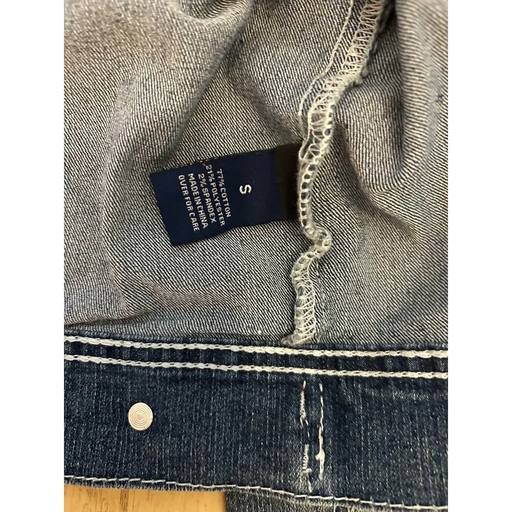 Y2K Cropped Jean Jacket Women's S Western Rhinestone Bling Sexy Hipster Country